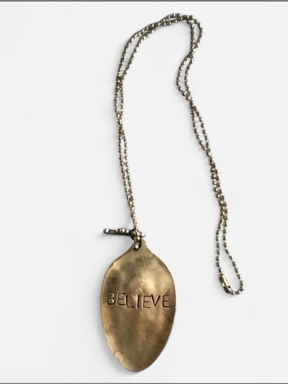 BELIEVE Engraved Pendant Necklace - Gold/Silver Tone